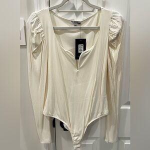Fashion Nova Ivory Long Sleeve Bodysuit